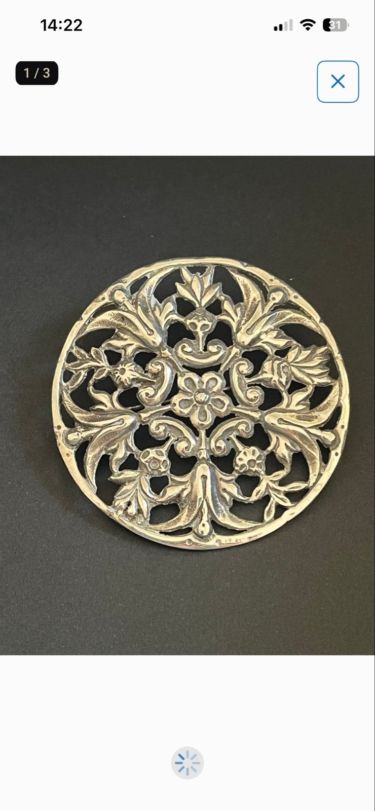 Zilveren Broche, Ophalen of Verzenden, Gebruikt, 4 tot 7 cm, Zilver