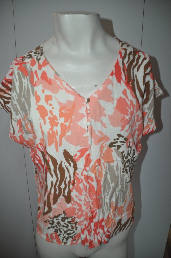 AD57 Fransa Shirt maat XL Roze Wit bruin Tinten, Meerkleurig, Fransa, Zo goed als nieuw, Shirt of Top