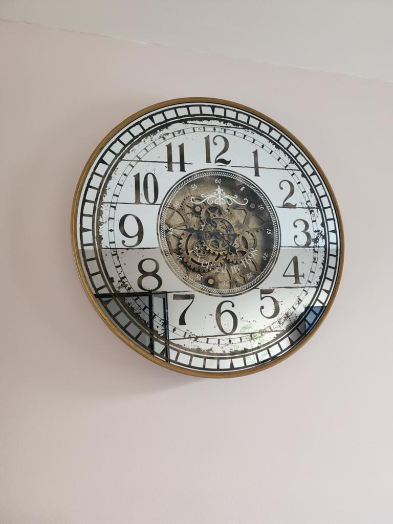 Grote wandklok met draaiend uurwerk - Industriële stijl, Ophalen, Wandklok