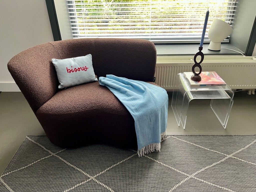 Woood | Bankje | Stone | Bruin | Bouclé | Fauteuil, Ophalen, 75 tot 100 cm, Zo goed als nieuw, 100 tot 125 cm