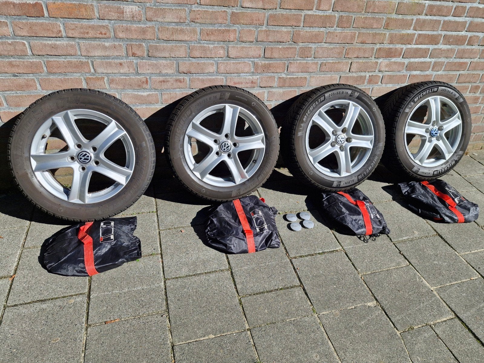 Michelin Alpin6 winterbanden op alu velg  205/55/R16 5x112, Ophalen, Gebruikt, 16 inch, Banden en Velgen