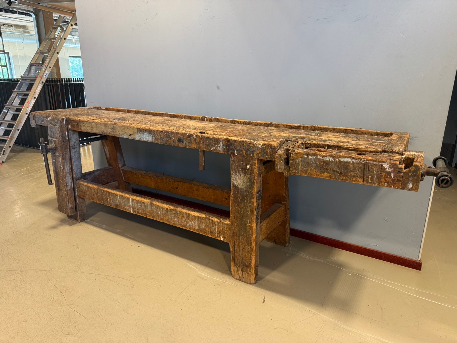 Antieke Houten Werkbank 275 cm Timmerbank Werktafel Oud, Doe-het-zelf en Verbouw, Werkbanken, Ophalen, Gebruikt