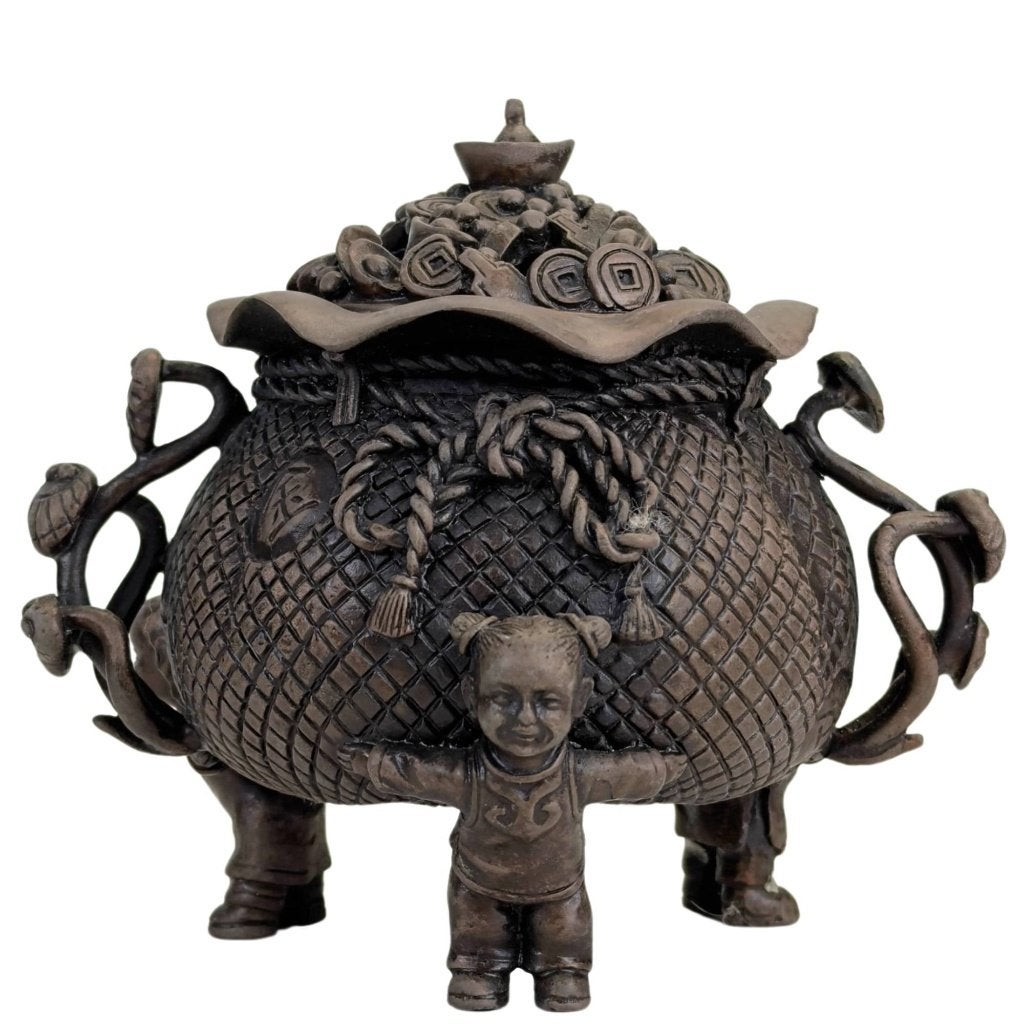 Wierookvat – Chinees brons – gelukssymbolen, Antiek en Kunst, China, Ophalen of Verzenden, Ritueel object, Brons