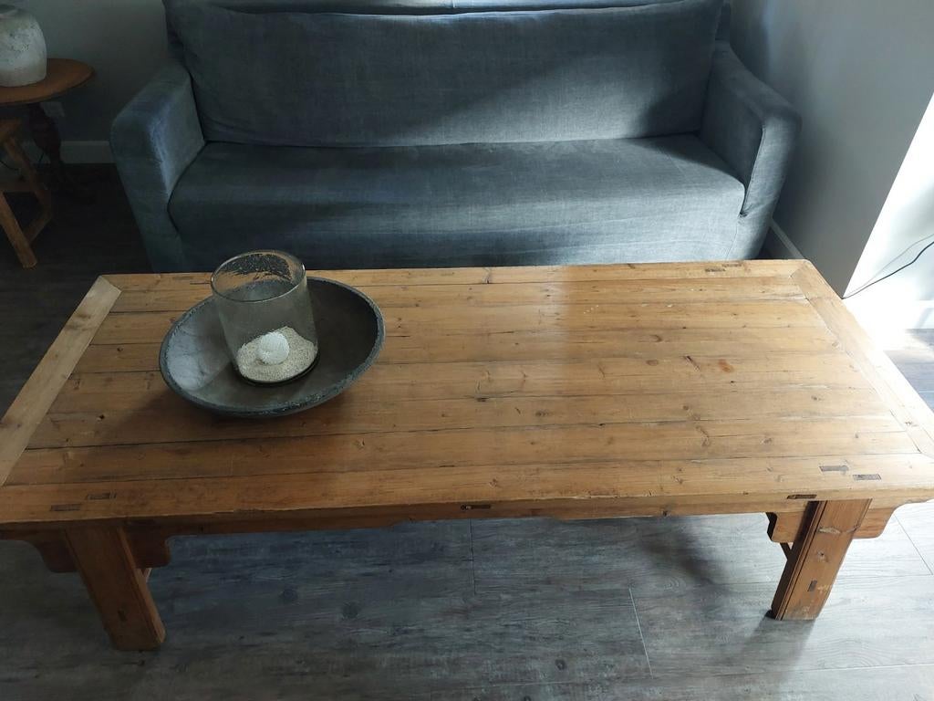 Authentieke houten salontafel, chinees bed, Ophalen, 50 tot 75 cm, 200 cm of meer, 50 tot 100 cm