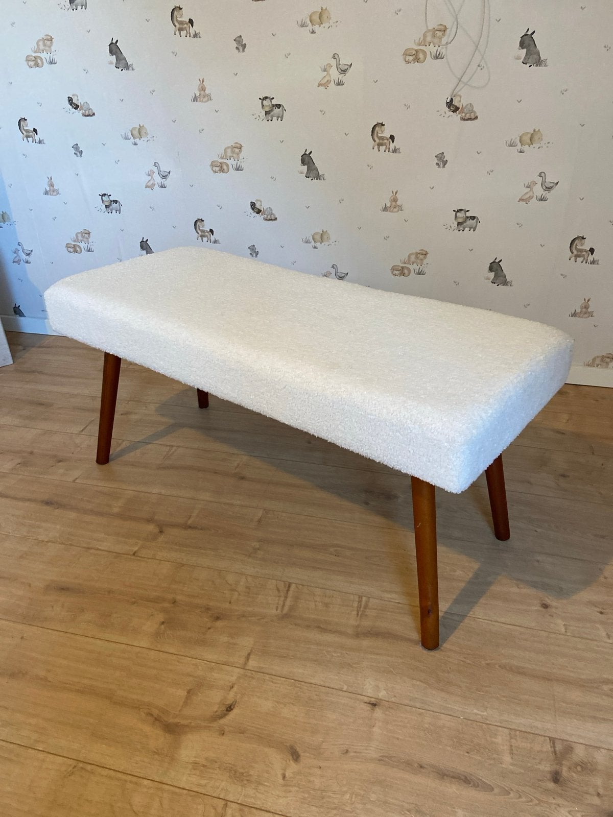 Teddy bankje - Zacht en comfortabel 98x42x45, Huis en Inrichting, Ophalen, Wit, Zo goed als nieuw, Eén