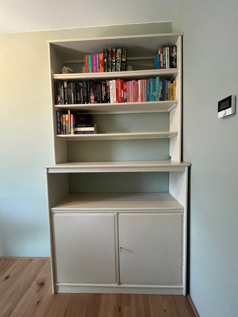 Prachtige sfeervolle witte (boeken) kast, Huis en Inrichting, Kasten | Boekenkasten, Ophalen, Gebruikt, 100 tot 150 cm, 200 cm of meer