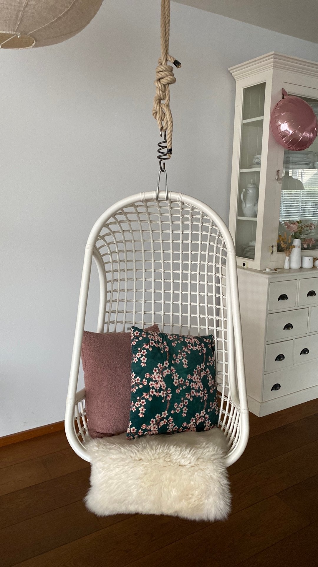 Hangstoel HK Living, Ophalen, Zo goed als nieuw, Wit, Riet of Rotan