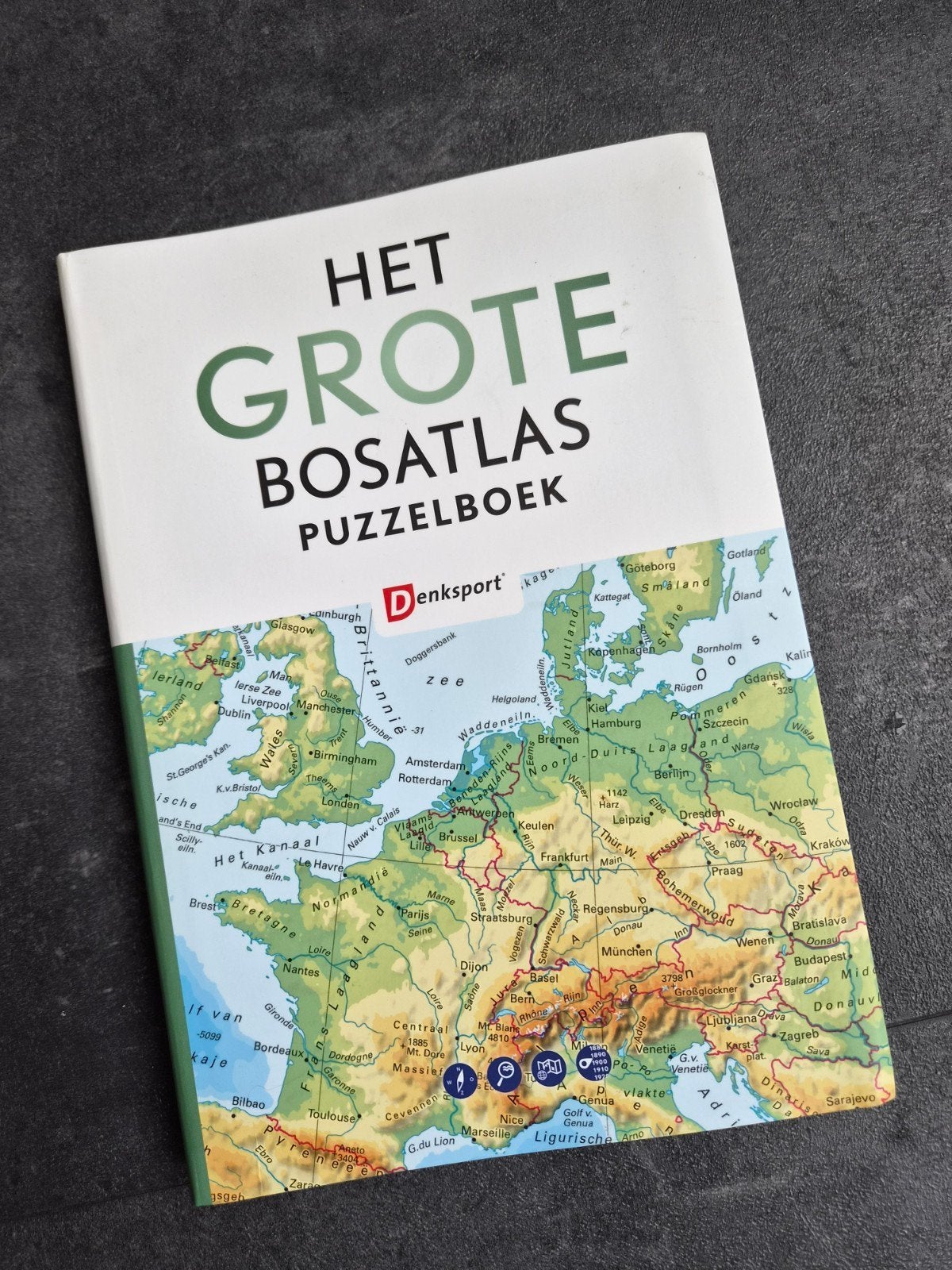 Het Grote Bosatlas Puzzelboek - DenkSport, Tjeerd Tichelaar, Peter Vroege, Bosatlas, 2000 tot heden, Ophalen of Verzenden