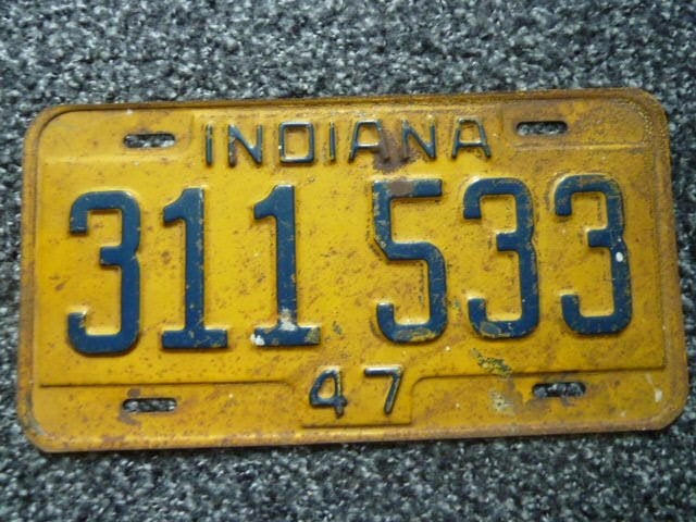 Kentekenplaat Licenseplate Indiana 1947 USA, Verzenden, Gebruikt, Auto's