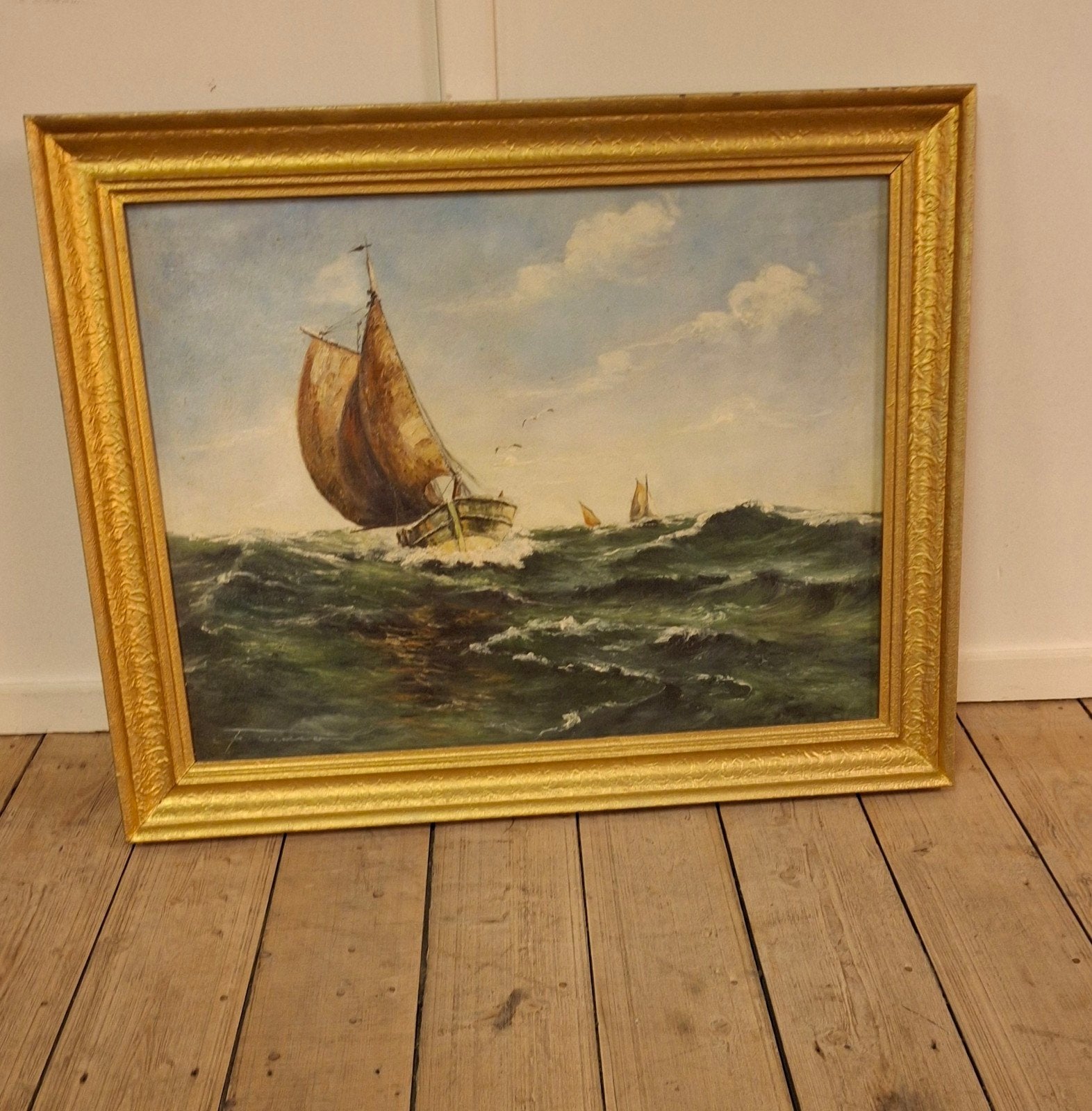 gesigneerd olieverf maritiem schilderij, Antiek en Kunst, Ophalen of Verzenden