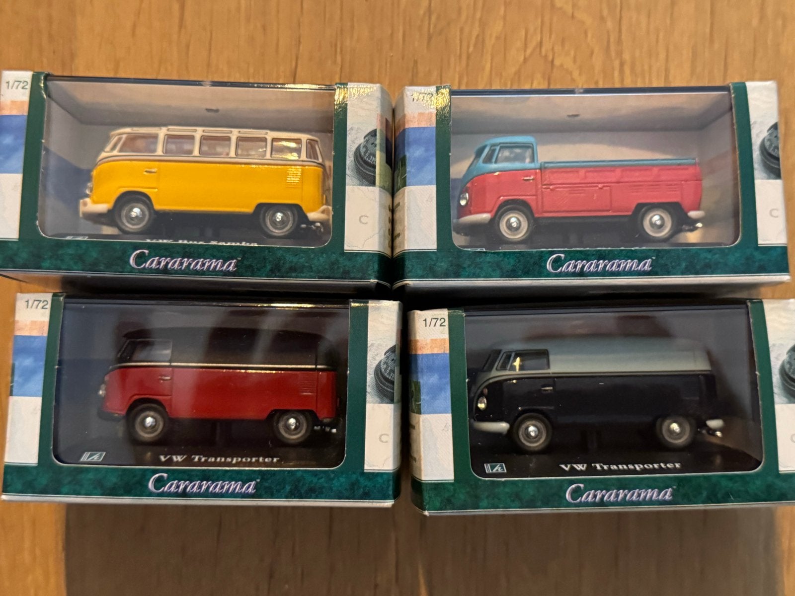 Set van 4 Cararama VW Transporter modelauto's 1:72, Ophalen, Nieuw, Bus of Vrachtwagen