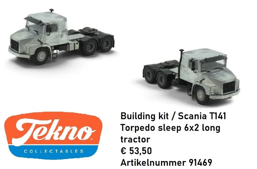 tekno  KIT Scania T141 Torpedo sleep 6x2 long tractor, Ophalen of Verzenden, Nieuw, Bus of Vrachtwagen, Tekno