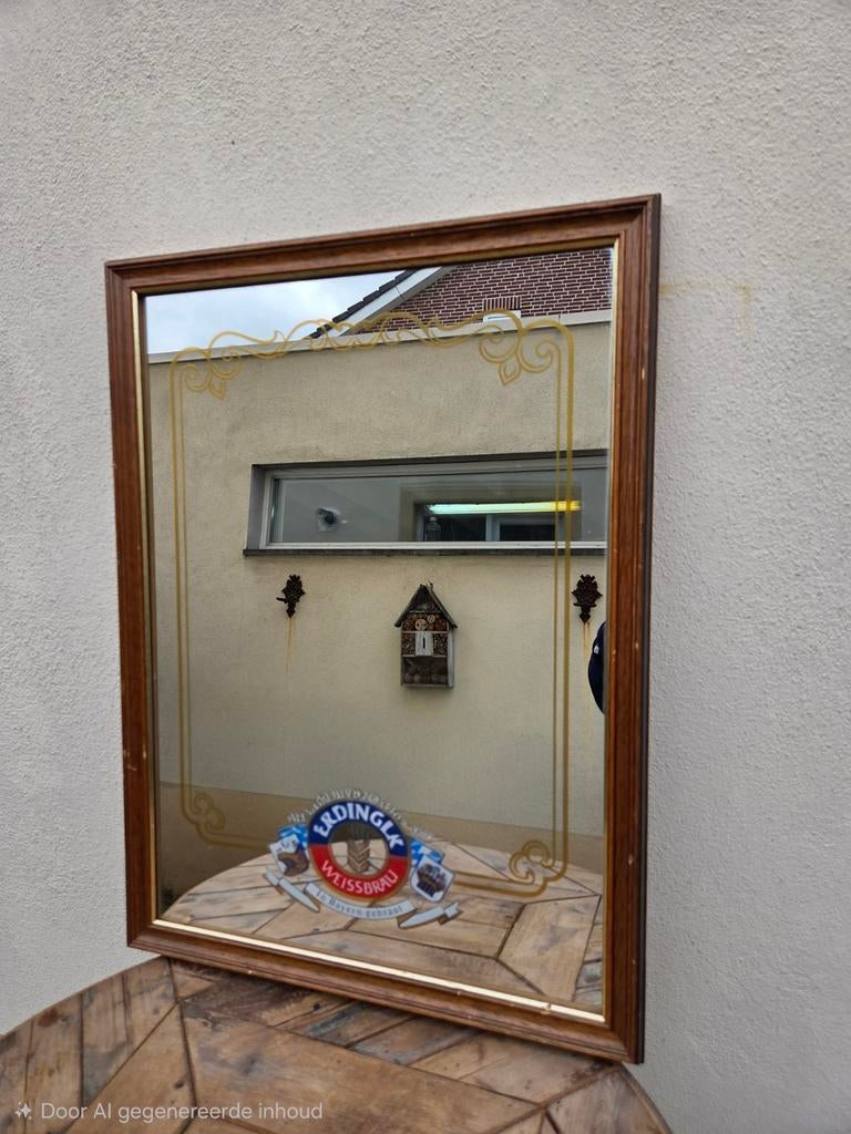 Erdinger Weissbier spiegel in lijst, Verzamelen, Ophalen, Gebruikt, Reclamebord