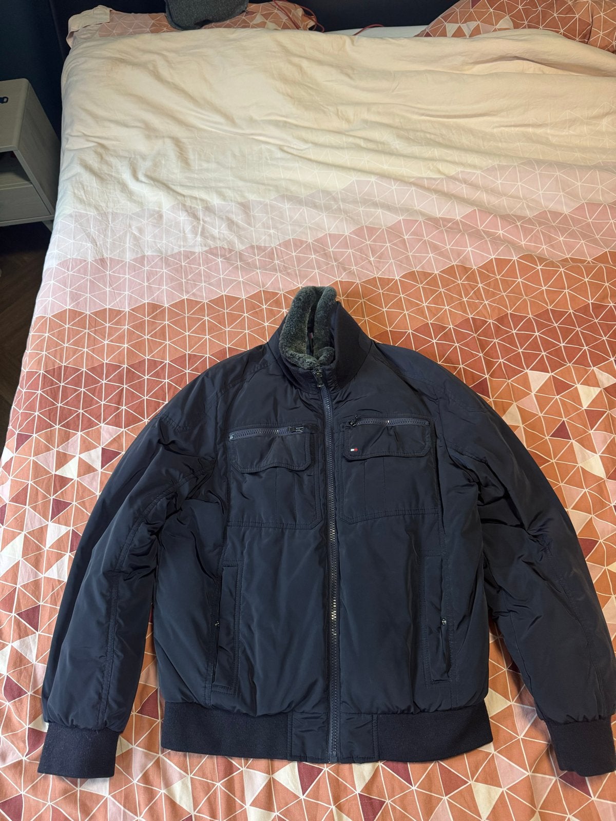 Tommy Hilfiger winterjas heren - Maat L, Ophalen of Verzenden, Zo goed als nieuw, Maat 52/54 (L), Blauw