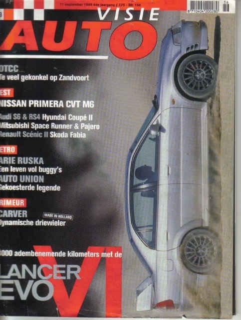 Autovisie 19 1999 : Mitsubishi Lancer Evo7 - Nissan Primera, Ophalen of Verzenden, Gelezen, Algemeen