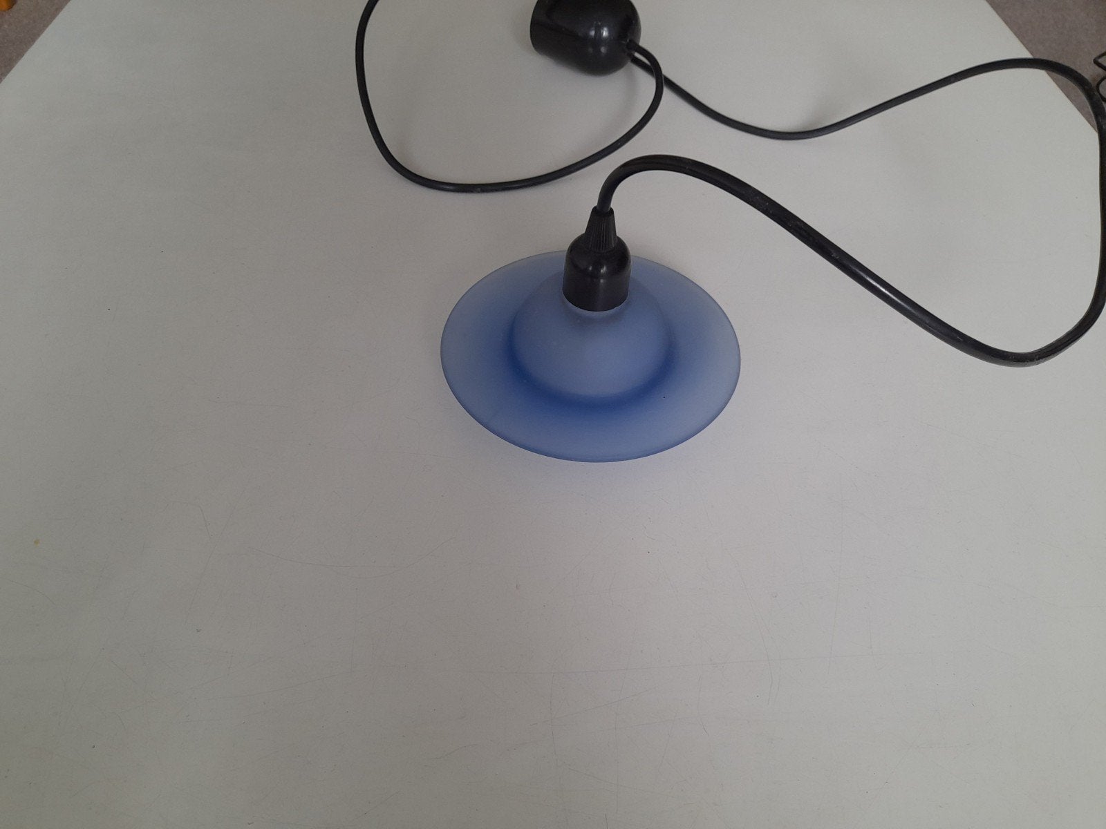 Hanglamp dikke blauwe glas vintage  - zgan, Ophalen, Glas
