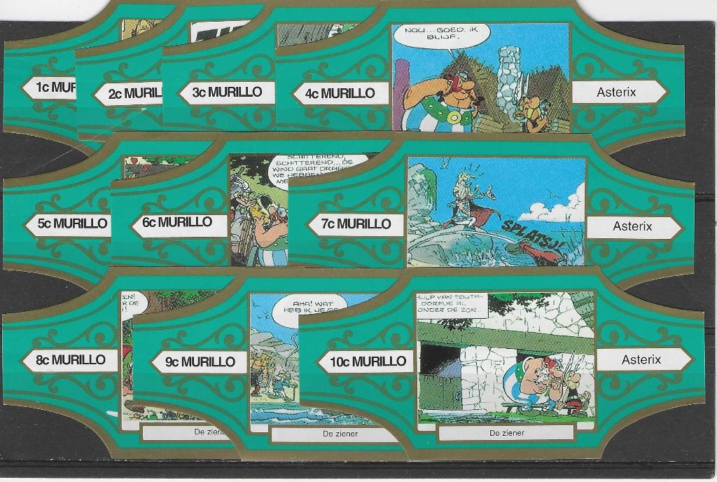 reeks 2325  asterix    1-10 sigarenbanden, Ophalen of Verzenden, Zo goed als nieuw, Sigarenbandjes