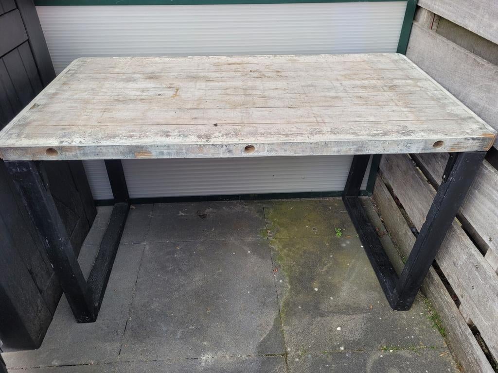Robuuste houten werkbank / tafel, Ophalen, Gebruikt, Rechthoekig, Hout