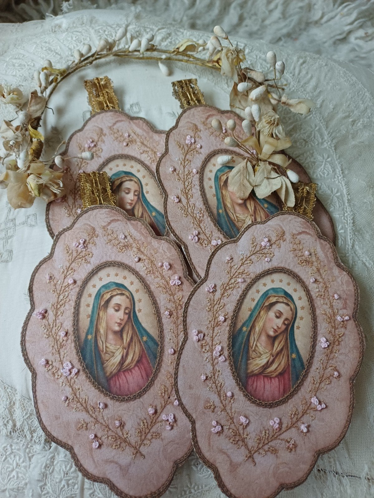 Prachtige brocante kerst hangers Maria, Antiek en Kunst, Verzenden