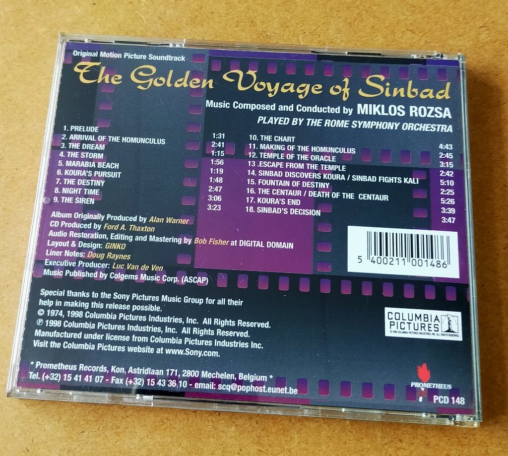 The Golden Voyage Of Sinbad Soundtrack CD Miklos Rozsa, Ophalen of Verzenden, Zo goed als nieuw