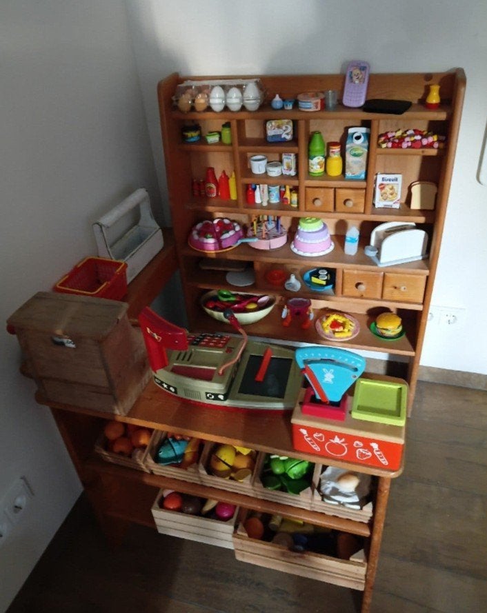 Houten speelgoedwinkel met accessoires, Kinderen en Baby's, Speelgoed | Educatief en Creatief, Ophalen, Gebruikt, Knutselen