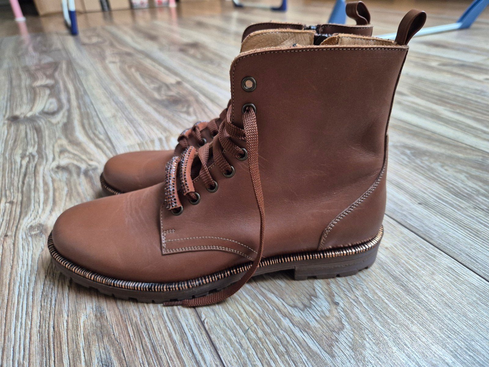 Zecchino d'oro cognac leren veterboots maat 37, Bruin, Lage of Enkellaarzen, Nieuw, Ophalen of Verzenden