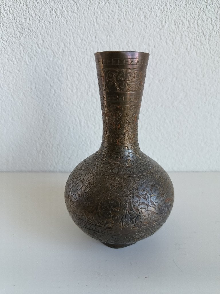 Bronzen versierde Indische vaas Indonesië, Ophalen of Verzenden, Brons