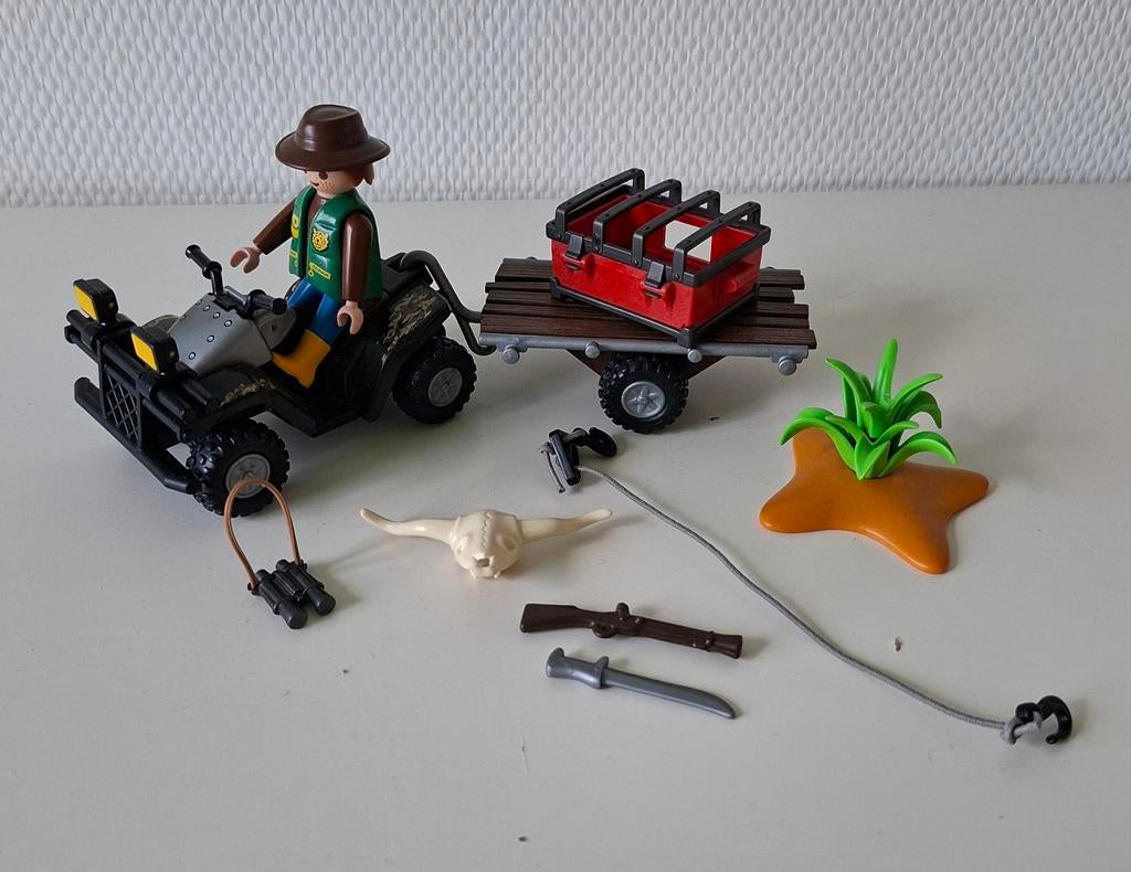 Playmobil 4834 Safari Quad met aanhanger en accessoires, Ophalen, Zo goed als nieuw, Complete set