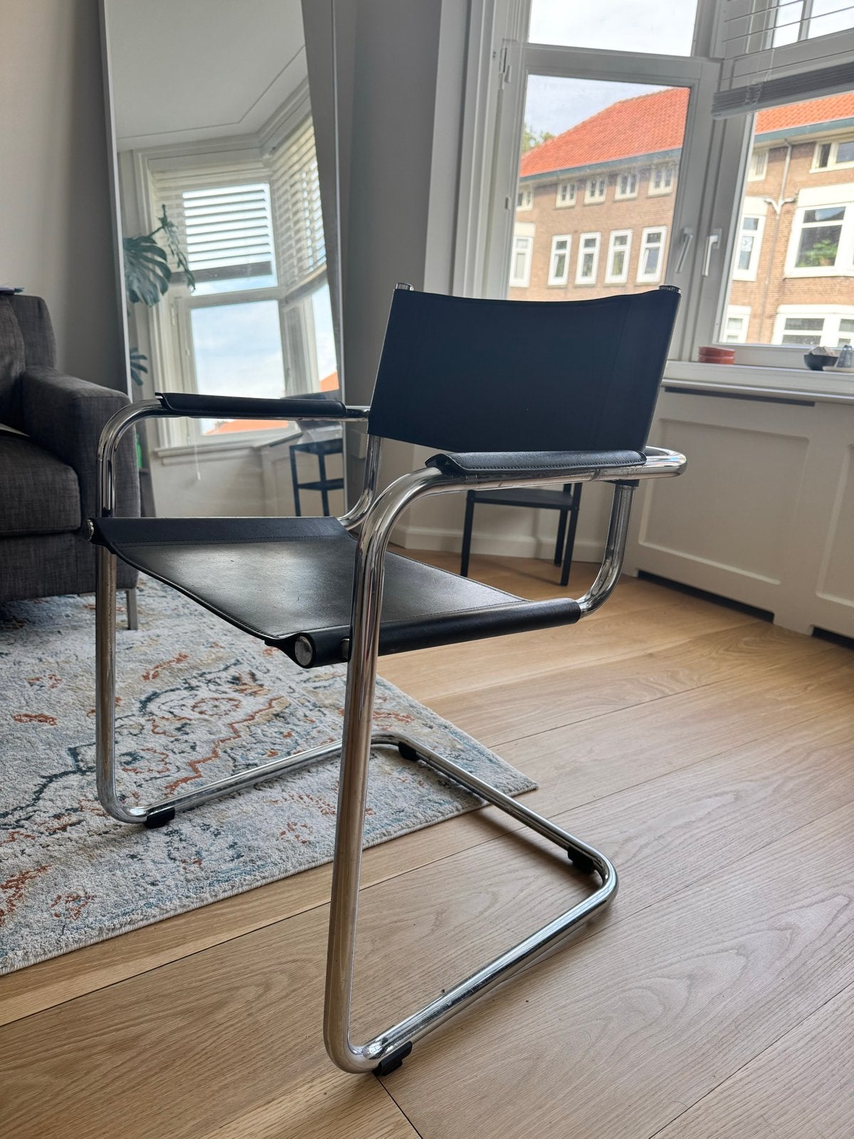 Vintage bauhaus design stoel (2x) zwart & chrome, Ophalen, Gebruikt, Twee, Zwart
