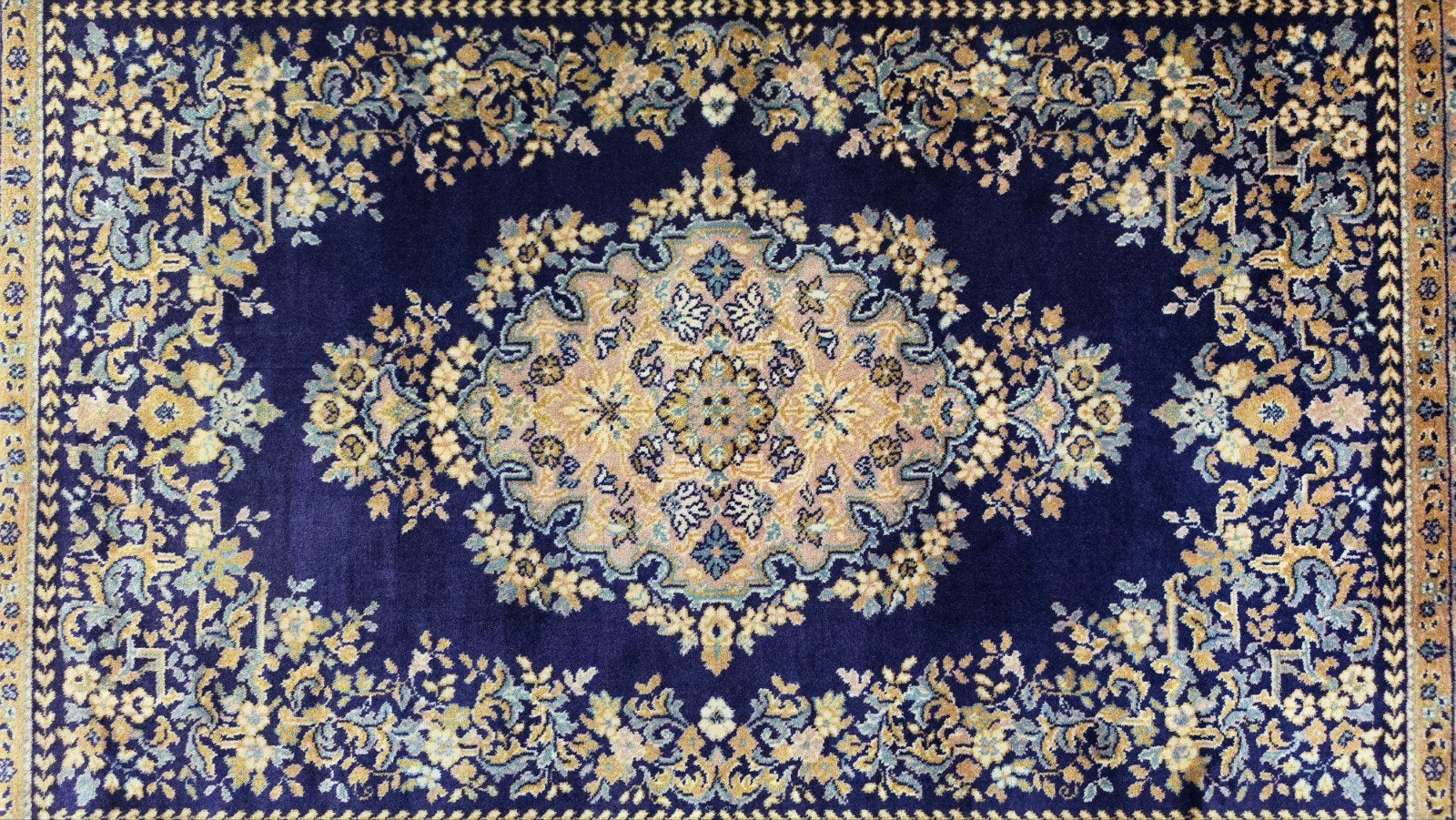 Vintage Perzisch wol Tabriz vloerkleed medallion 140x198cm, Blauw, 100 tot 150 cm, Www.hypepopup.nl, Ophalen of Verzenden