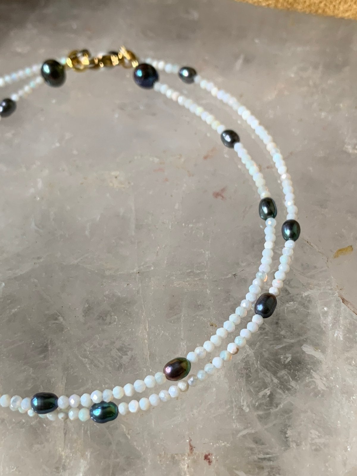 Edelopaal opaal welo zoetwater parel beschermt geluk SALE, Sieraden, Tassen en Uiterlijk, Kettingen, Wit, Nieuw, Verstelbaar, Ophalen of Verzenden