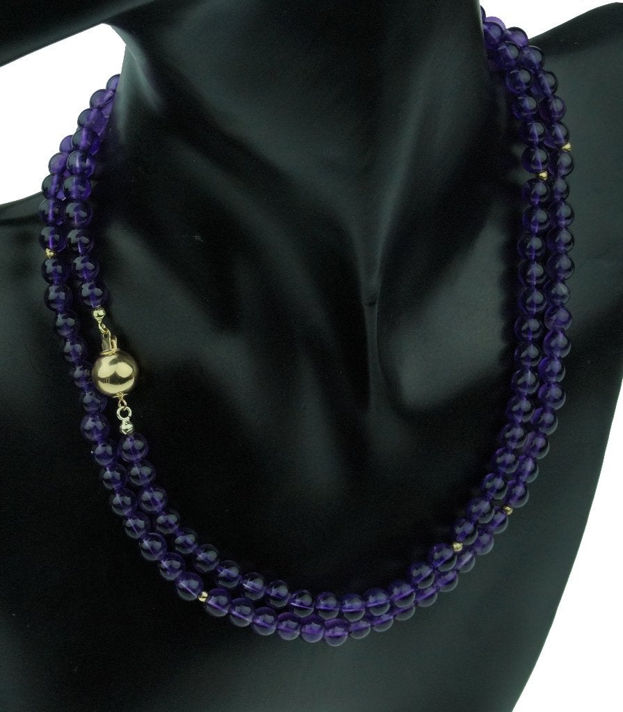 Amethist ketting edelsteen fraai slot 14k goud dames vintage, Voordeelsieraden, Ophalen of Verzenden, Zo goed als nieuw, Met edelsteen