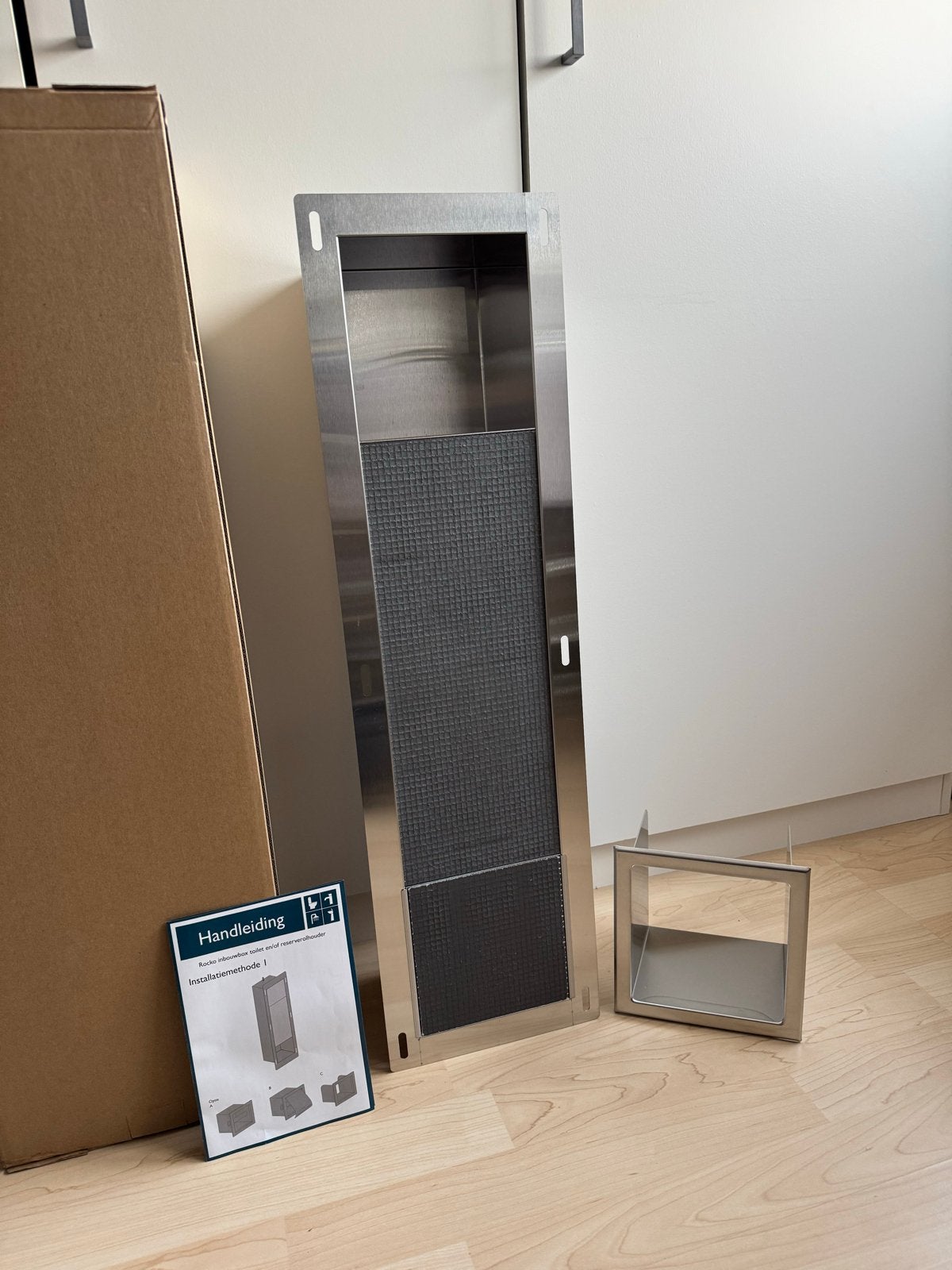 Rocko inbouwbox toilet en/of reserverolhouder RVS, Ophalen, Nieuw, Rvs, Toilet