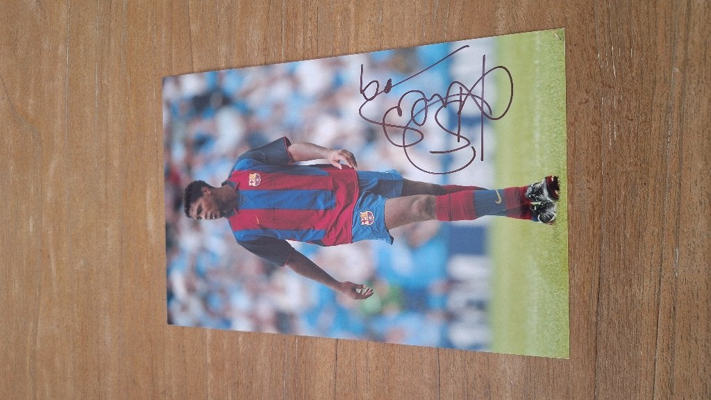 Foto 20x30 cm met handtekening; Patrick Kluivert # Barcelona, Ophalen of Verzenden, Nieuw, Buitenlandse clubs, Overige typen