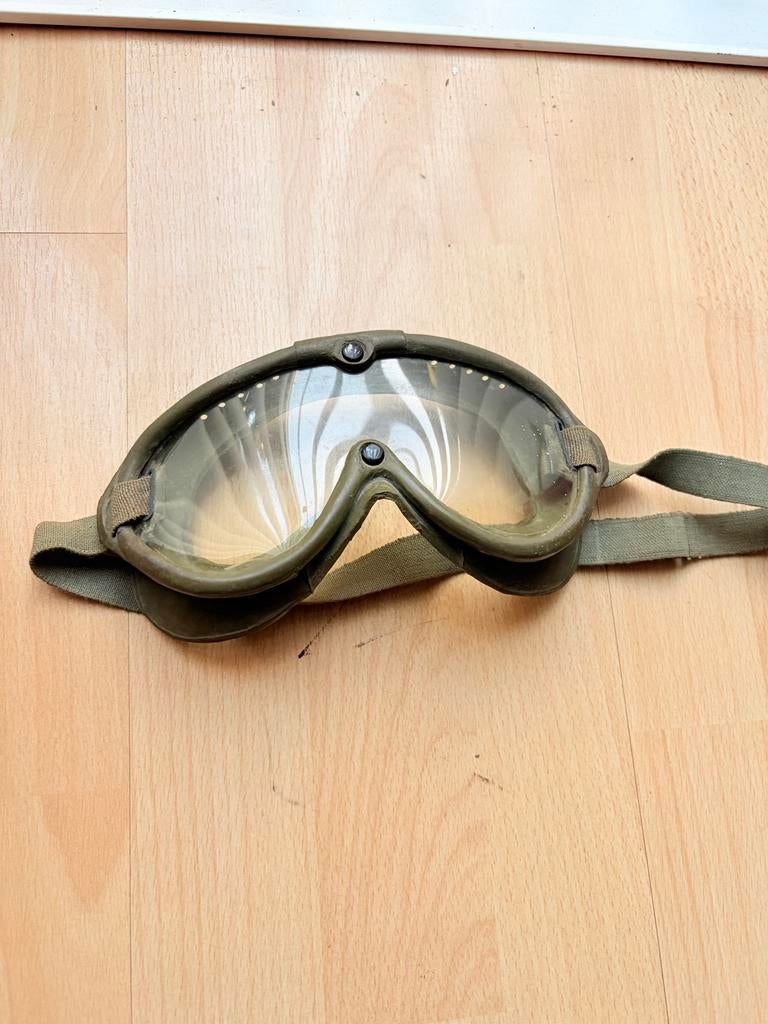 Militaire groene Vintage motorbril, Ophalen of Verzenden, Landmacht, Nederland