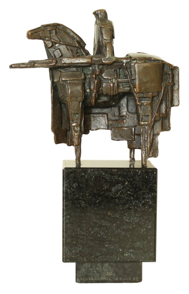 BRONZEN BEELD Eric Claus DE WACHTER NEDERLANDSCHE BANK 1986, Ophalen of Verzenden, Brons, Beeld