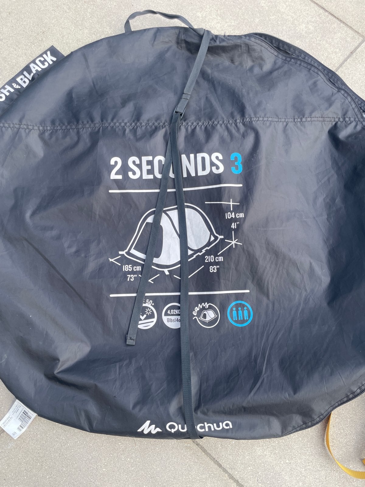 Quechua 2 Seconds 3 Fresh & Black tent, Ophalen, Gebruikt, Tot en met 3