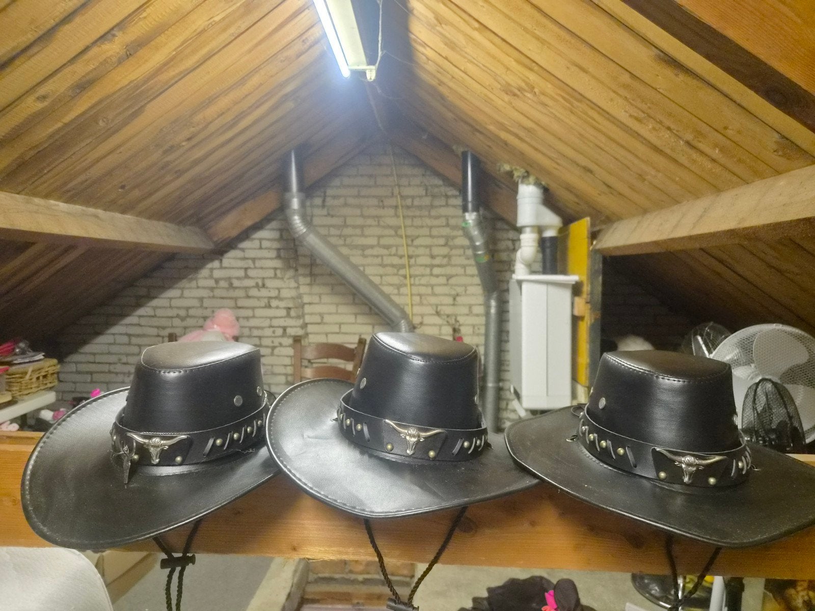 Stoere zwarte cowboyhoeden met stierenkop, Ophalen, Hoed, One size fits all, Onbekend
