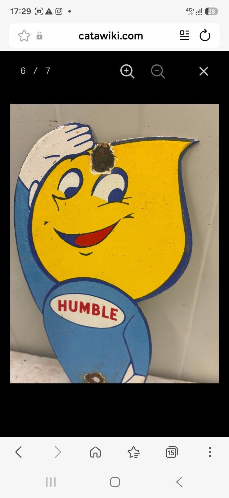 Humble Oil - Contour emaille reclamebord - Mascot - USA, Ophalen of Verzenden, Gebruikt, Reclamebord