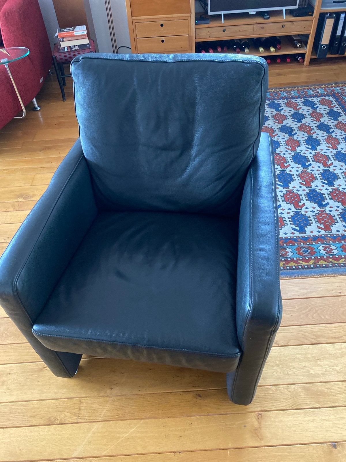Luxe Zwarte Leren Fauteuil - W. Schillig Design, Ophalen, Zo goed als nieuw, 75 tot 100 cm, Leer