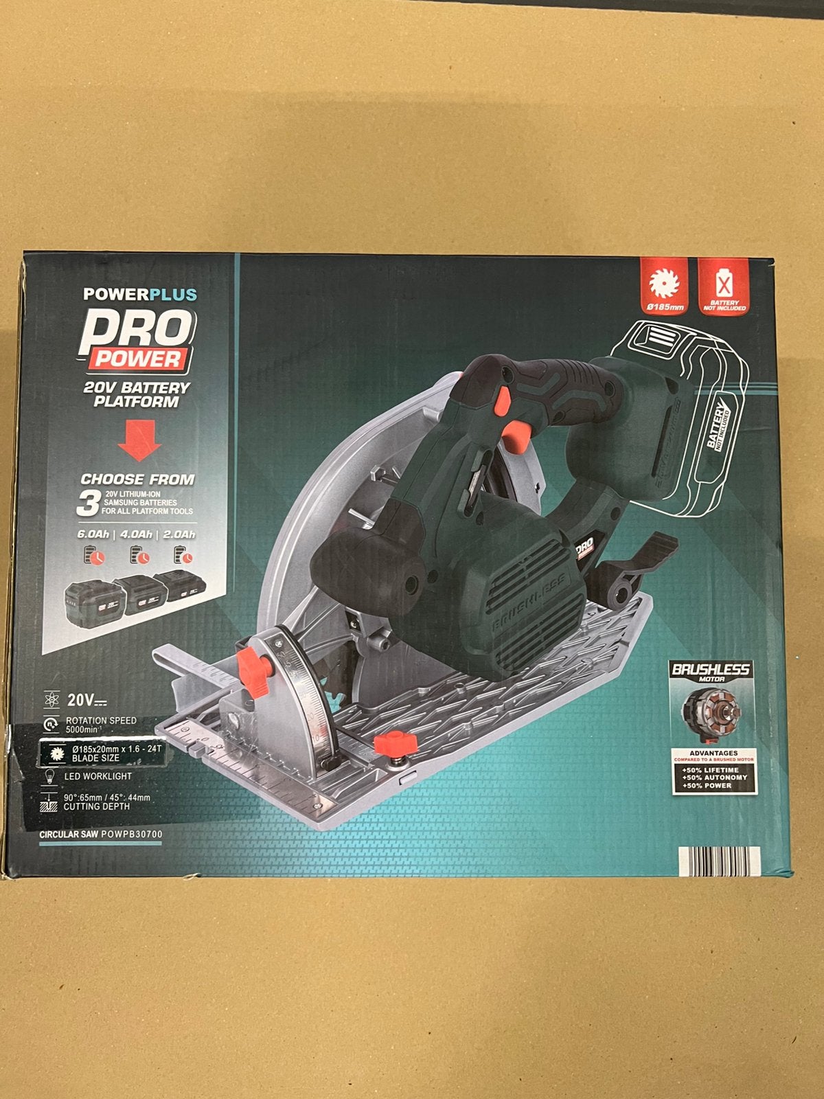 Nieuwe Powerplus accu cirkelzaag POWPB30700 - 20V, Cirkelzaag, Nieuw, Ophalen of Verzenden, 30 tot 70 mm