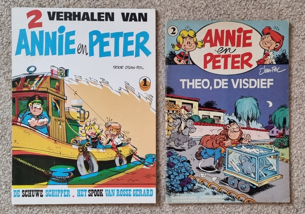 ANNIE en PETER | 2 Verhalen (1976) + Theo, de Visdief (1981), Gelezen, Jean-Paul van den Broeck, Ophalen of Verzenden, Meerdere stripboeken