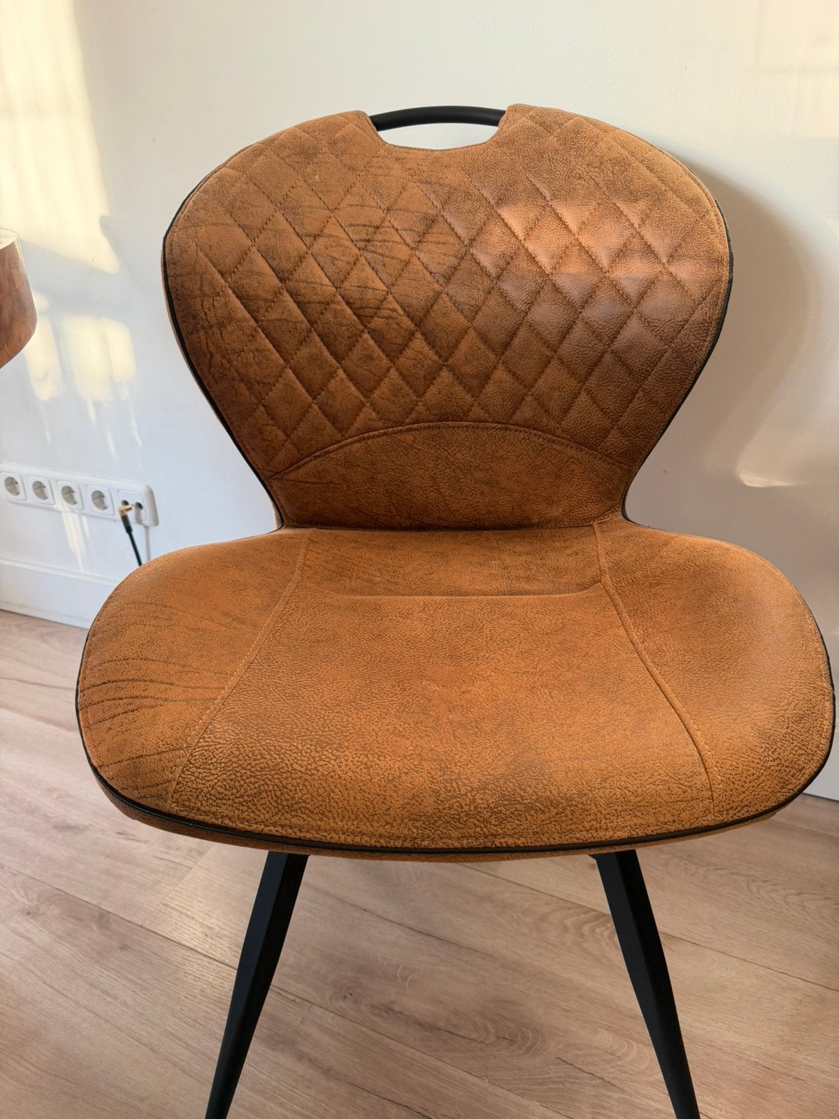 Cognac kleur eetkamer stoelen, Huis en Inrichting, Ophalen, Gebruikt, Bruin, Vier