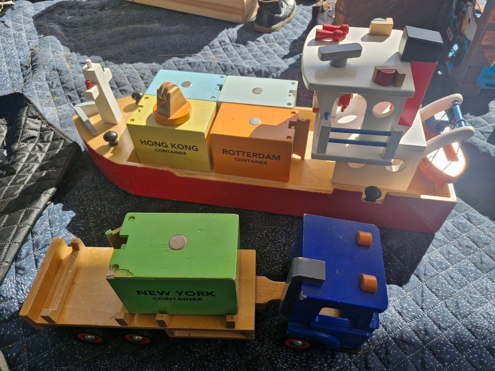 houten containerschip en vrachtwagen, Ophalen of Verzenden, Gebruikt