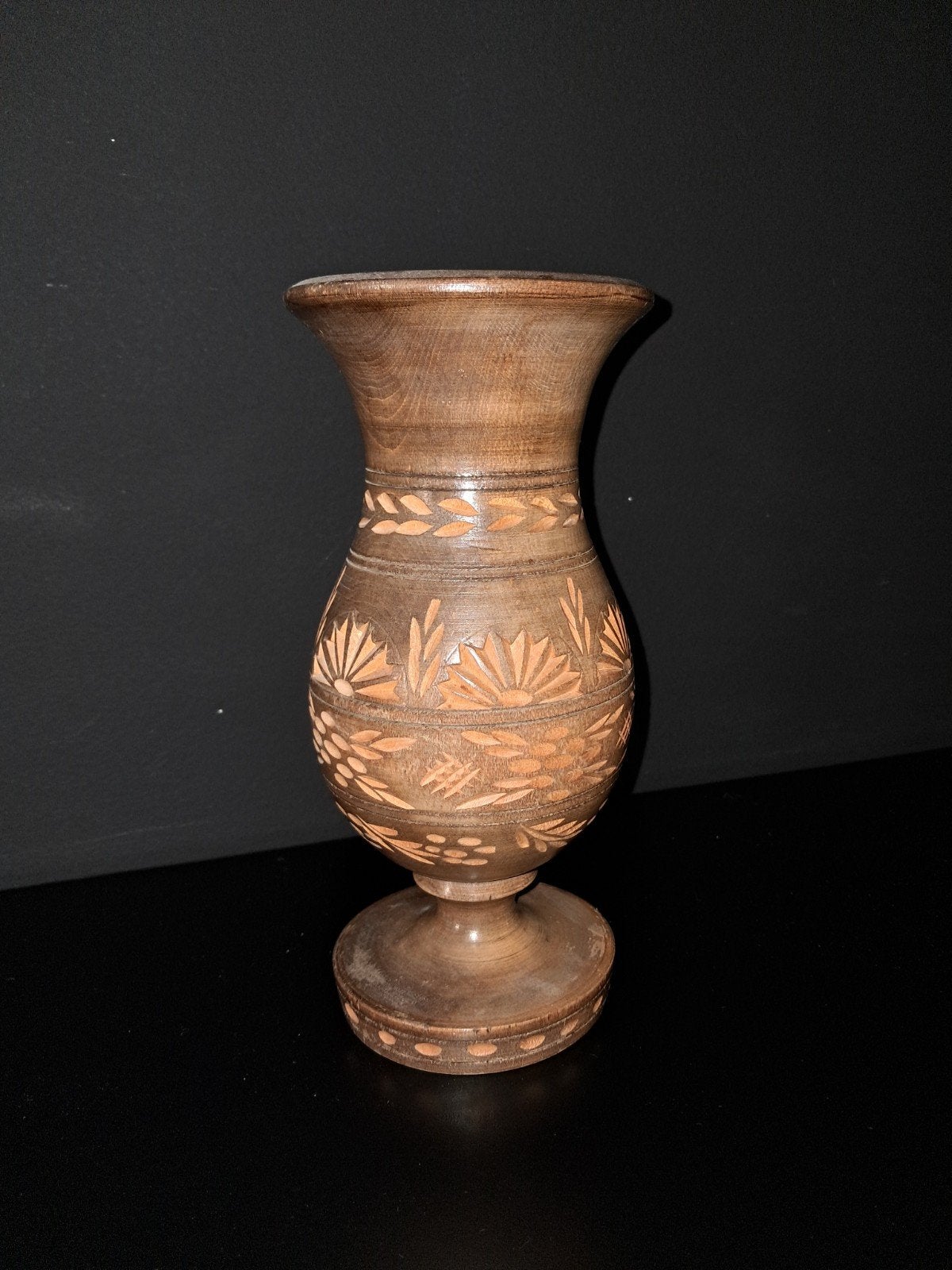 Vintage houtsnijwerk vaas, hout, Ophalen of Verzenden