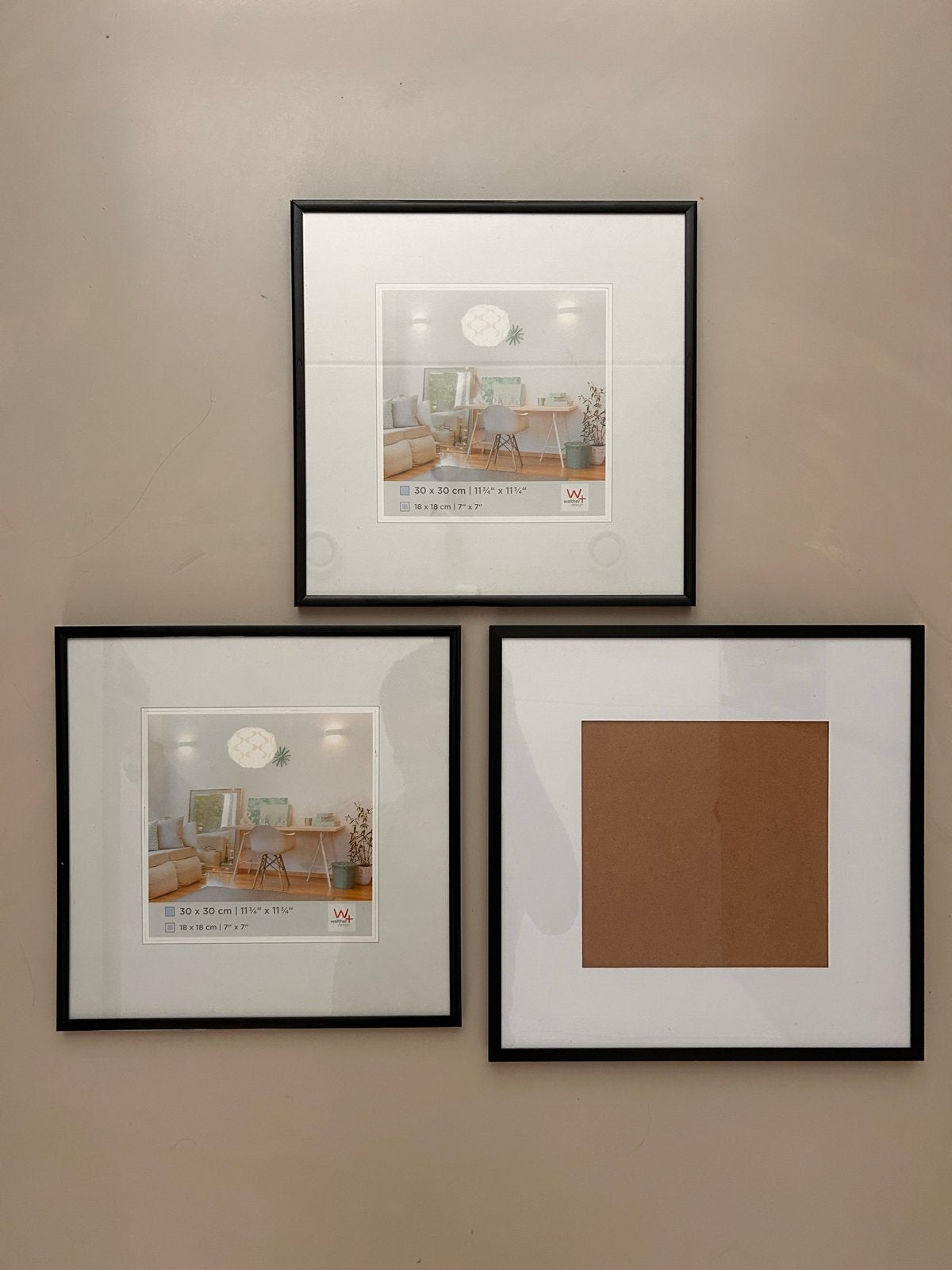 3 zwarte fotolijsten: 2x Walter Design, 1x IKEA, Ophalen, Zo goed als nieuw, Fotolijst, Hout