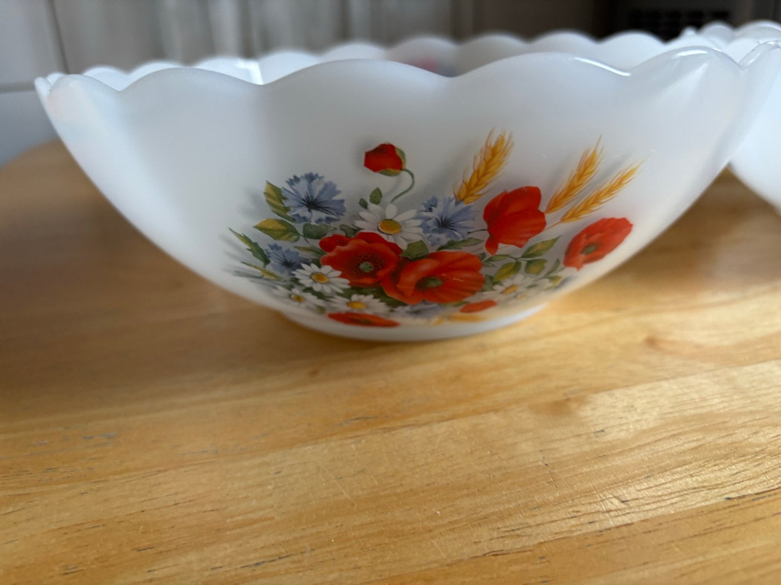 Set van 4 Vintage Opale schalen met Bloemenprint, Ophalen