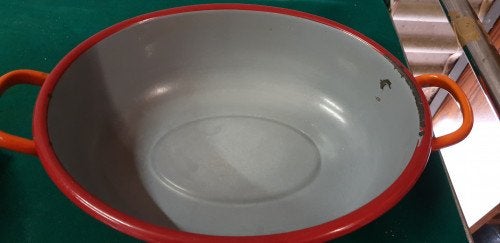 emaille pan oranje met kunststof grepen ovaal, Ophalen of Verzenden, 'T Olde Gre-j, Info@toldegrej.nl, Endepoelstraat 20f Didam