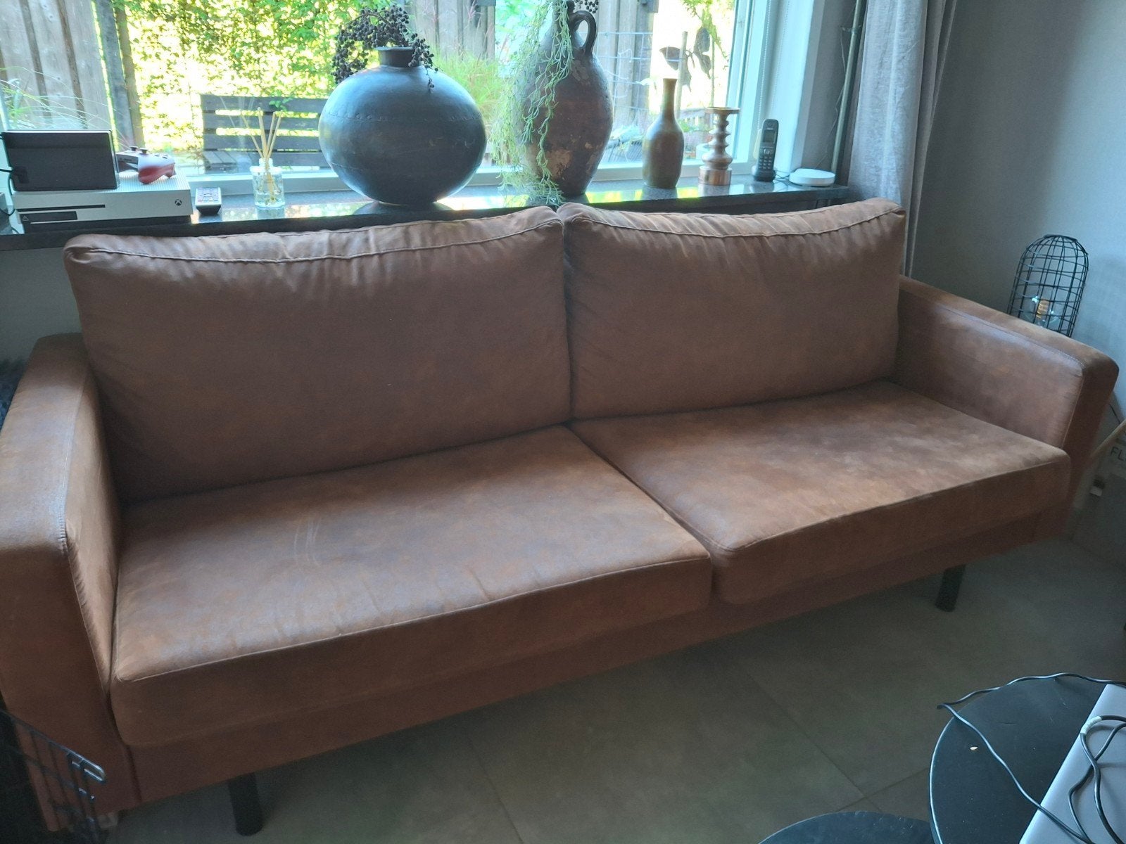 Bank Collin Leen Bakker 2.5-zits Cognac kleur, Huis en Inrichting, Ophalen, Gebruikt, Driepersoons, 75 tot 100 cm