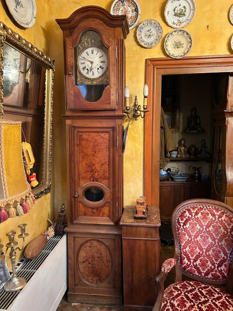 Antieke staande klok met messing wijzerplaat, Antiek en Kunst, Antiek | Klokken, Ophalen of Verzenden